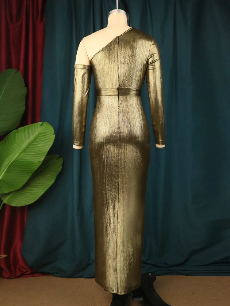 Gold Bodycon Evening Gown