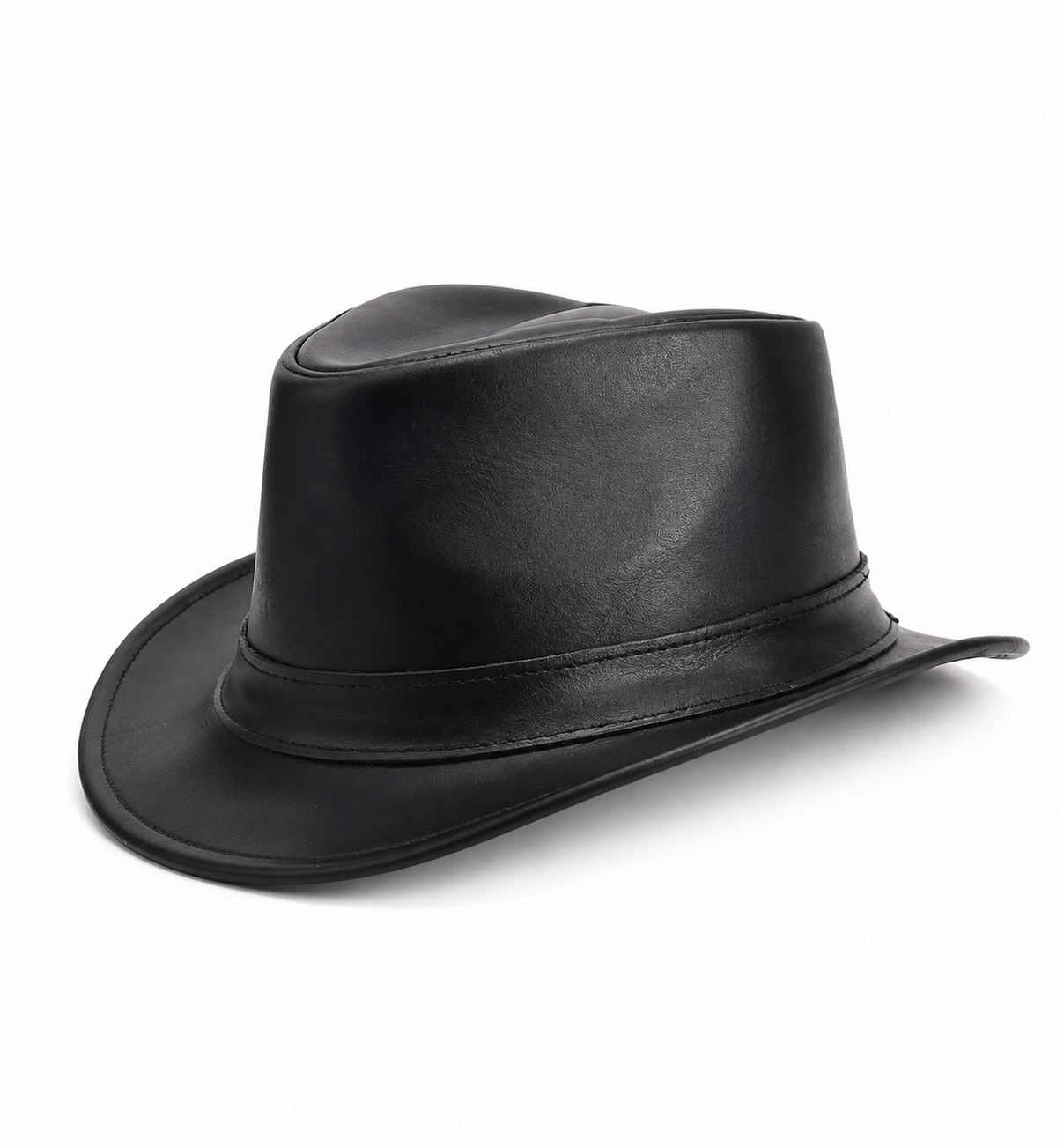 Black Genuine Leather Shapeable Unisex Cowboy Hat