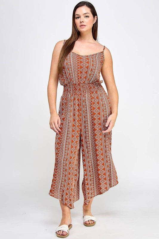 Plus Sleeveless Boho Print Jumper