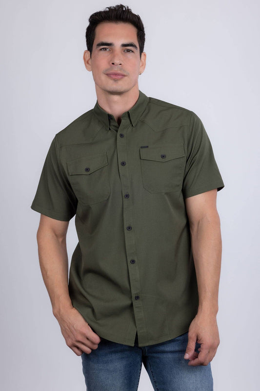 Petersburg Stretch Short Sleeve Shirt Army Green