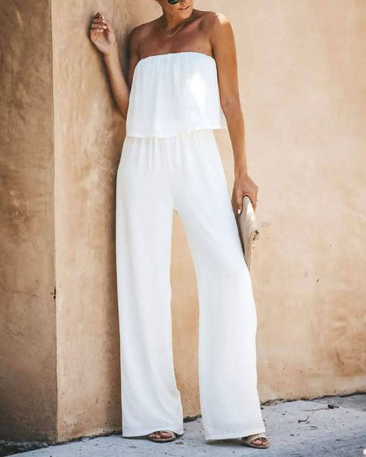 White Bandeau Jumpsuit