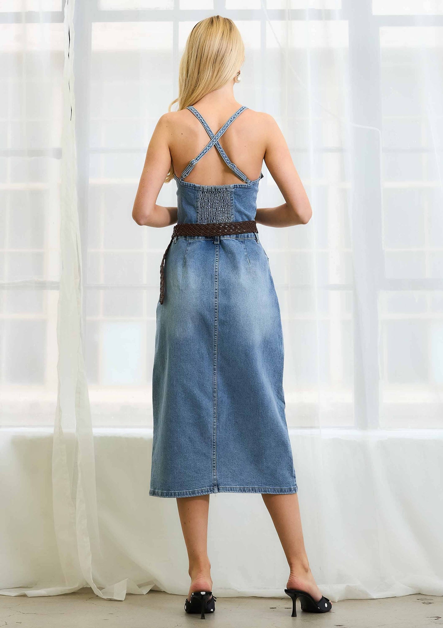 V-neck Shape Jumpsuit Dress
