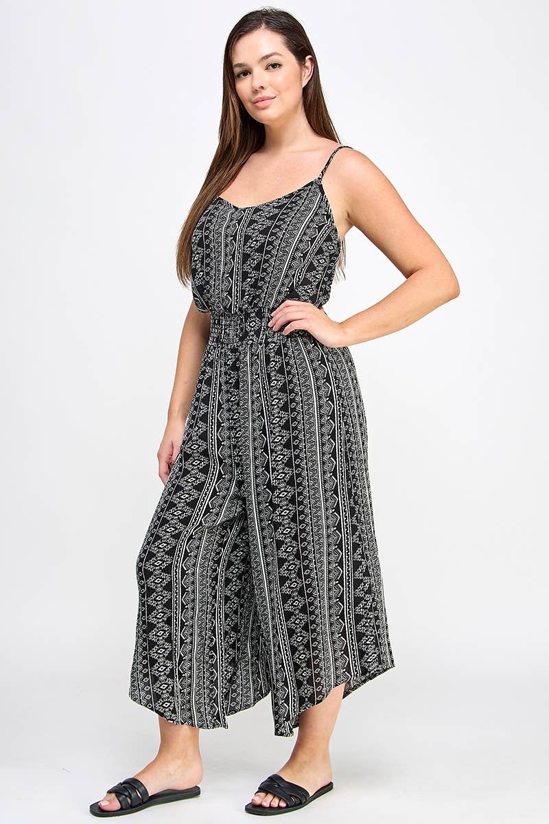 Plus Sleeveless Boho Print Jumper