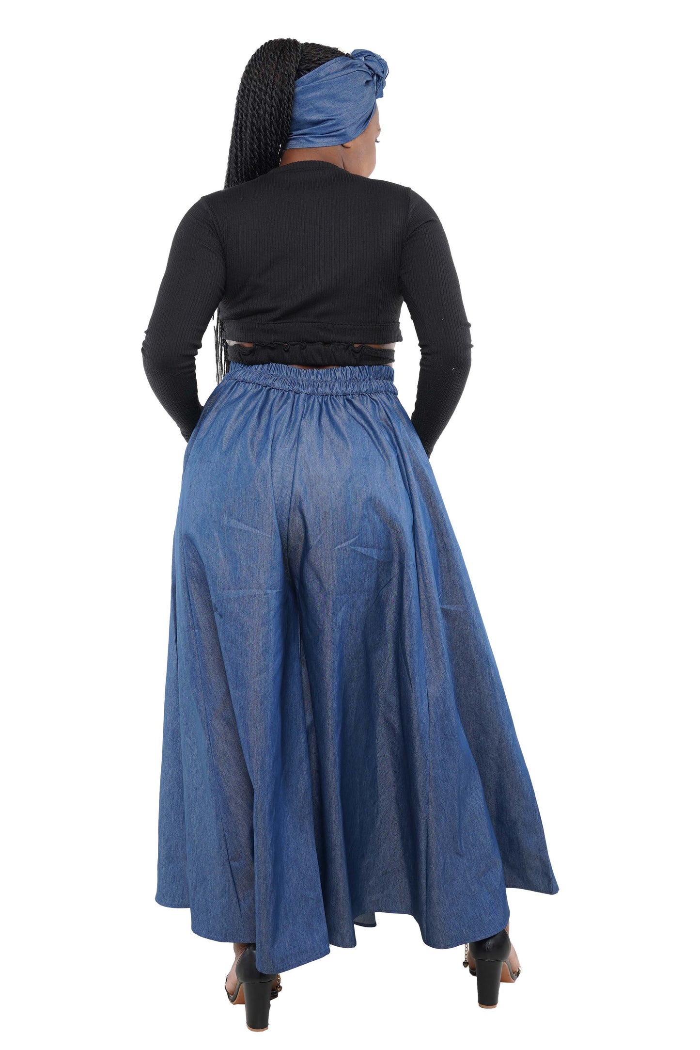Blue Denim Palazzo Pants  One Size