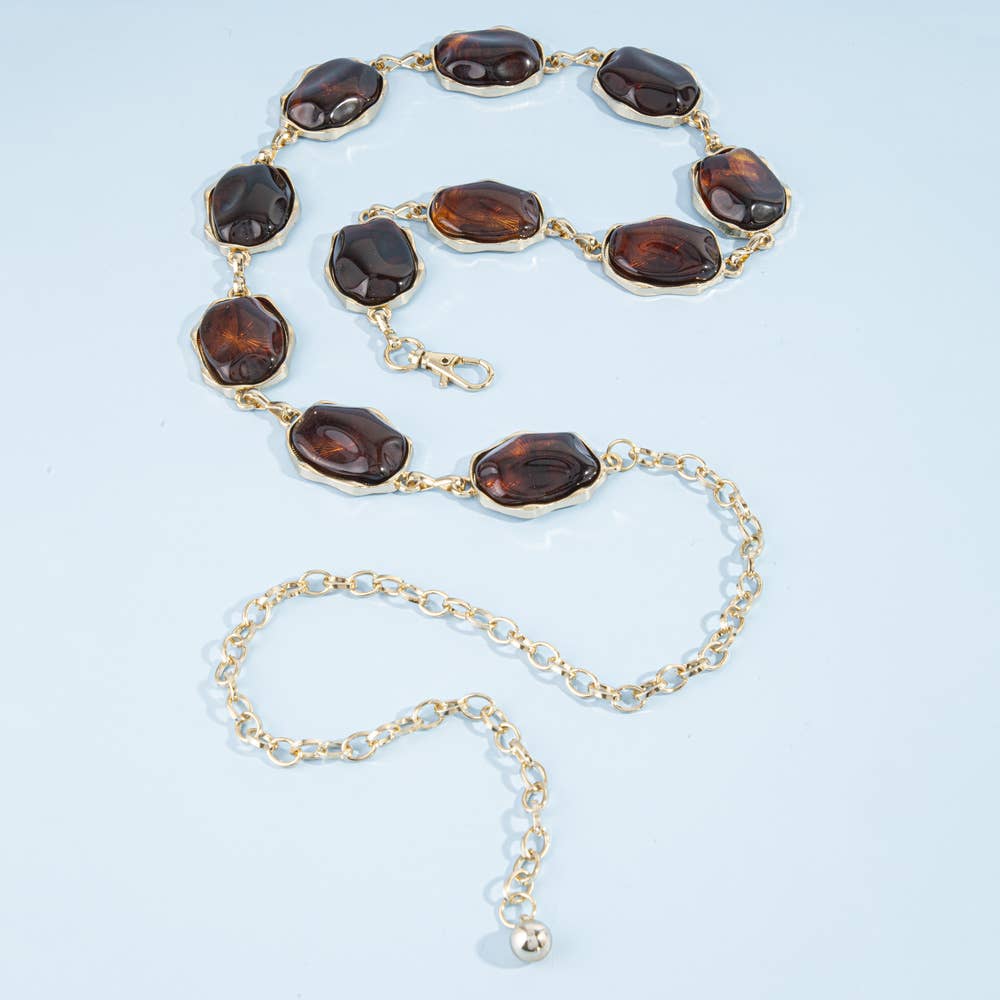 Tortoise Cabochon Gold Chain Belt
