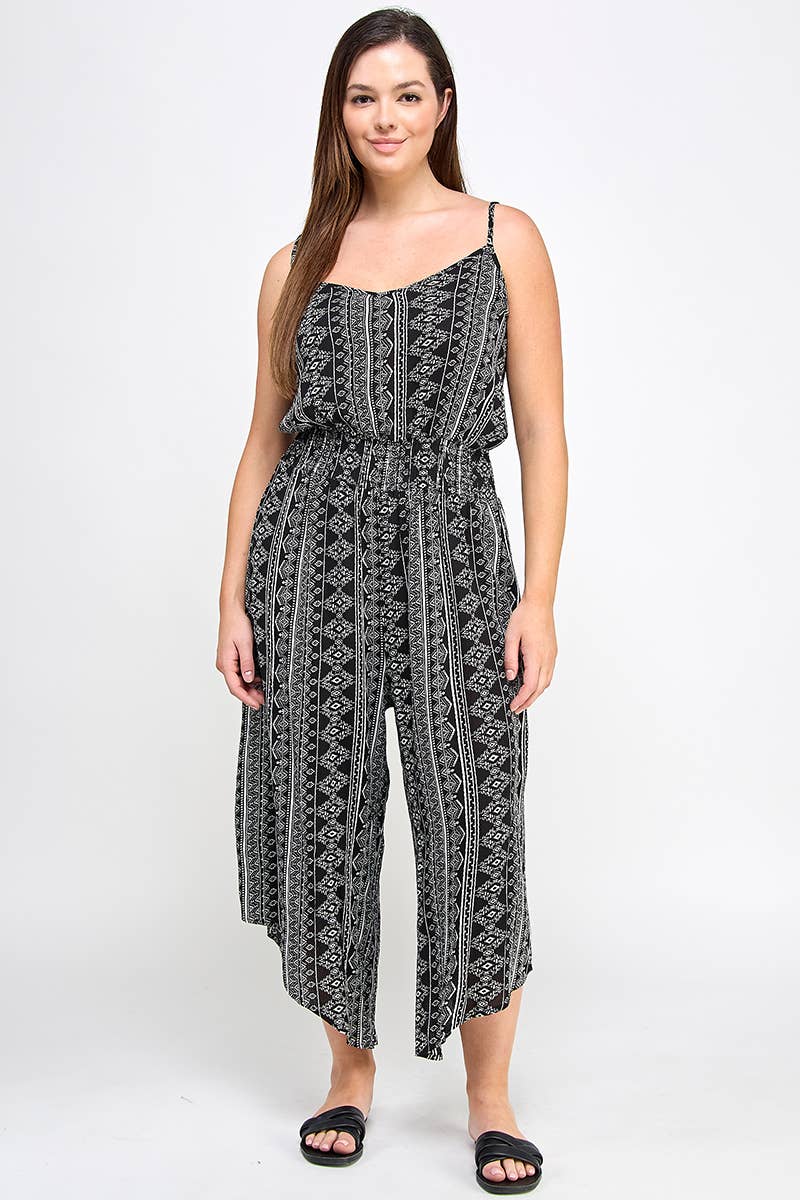 Plus Sleeveless Boho Print Jumper