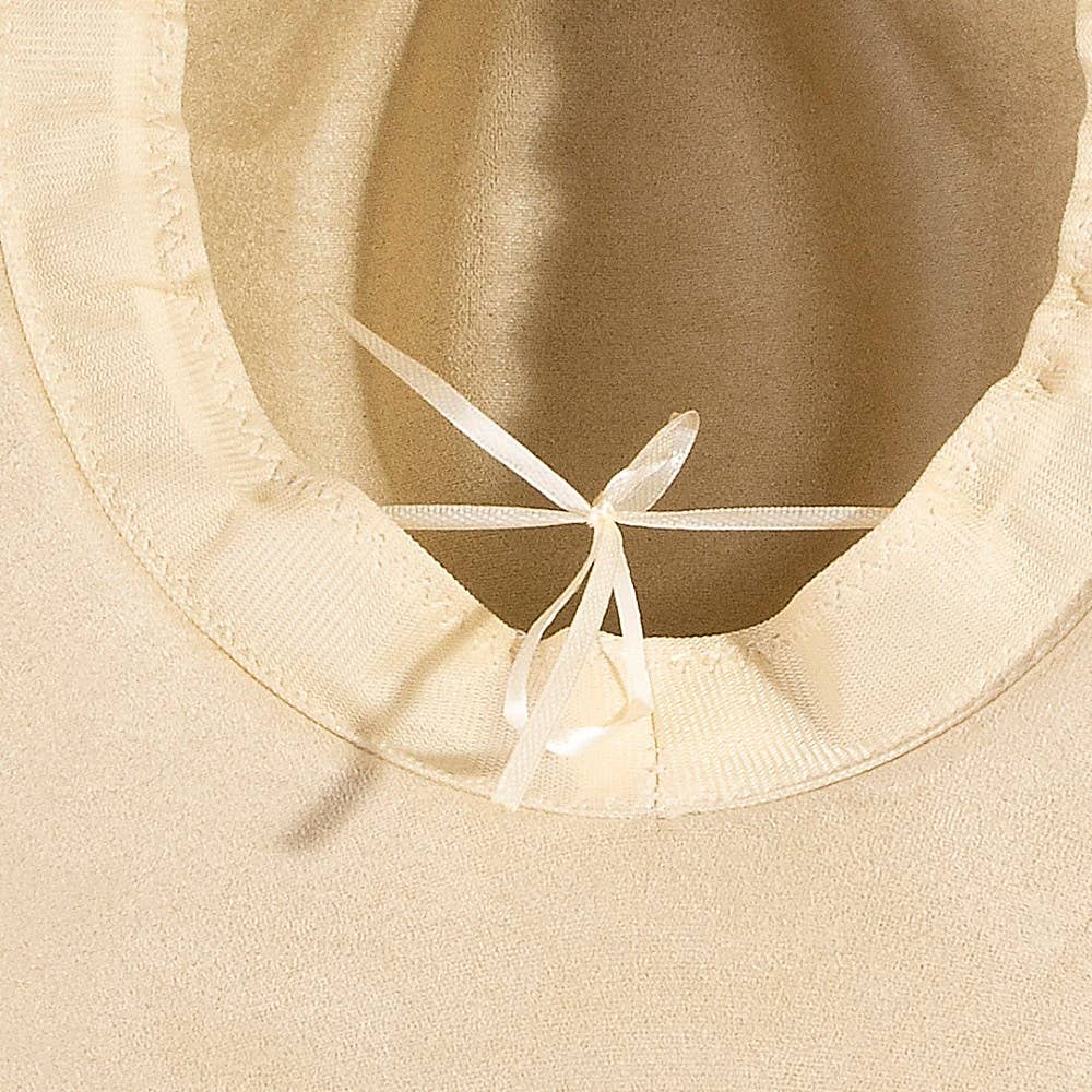 Ivory Western Studded Strap Faux Suede Fedora Hat