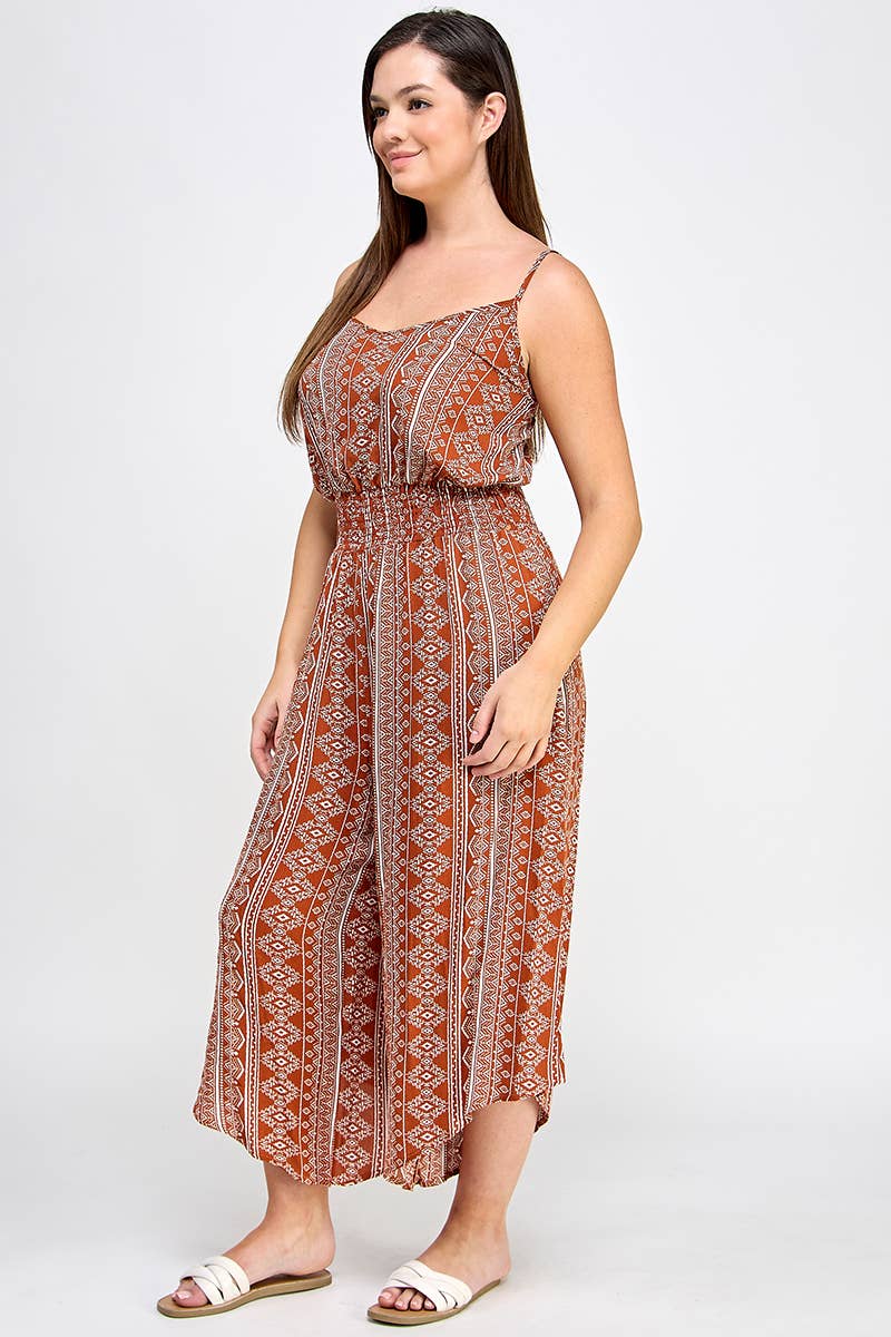 Plus Sleeveless Boho Print Jumper