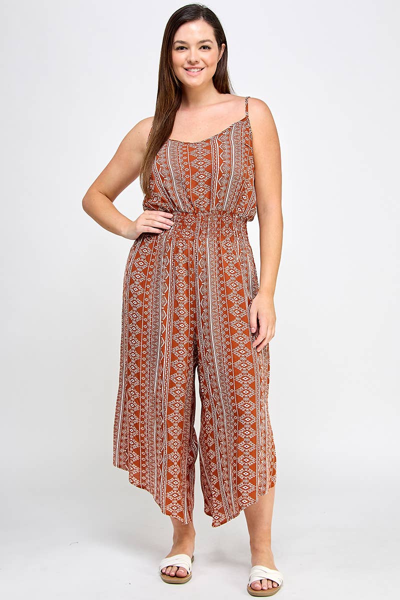 Plus Sleeveless Boho Print Jumper