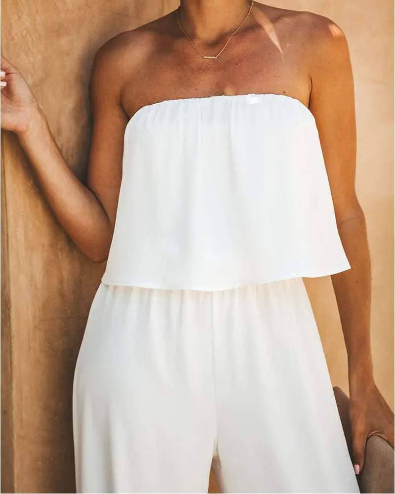 White Bandeau Jumpsuit