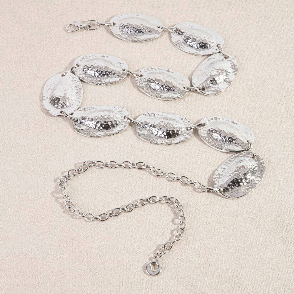 Hammered Metallic Oval Disc Chain Belt