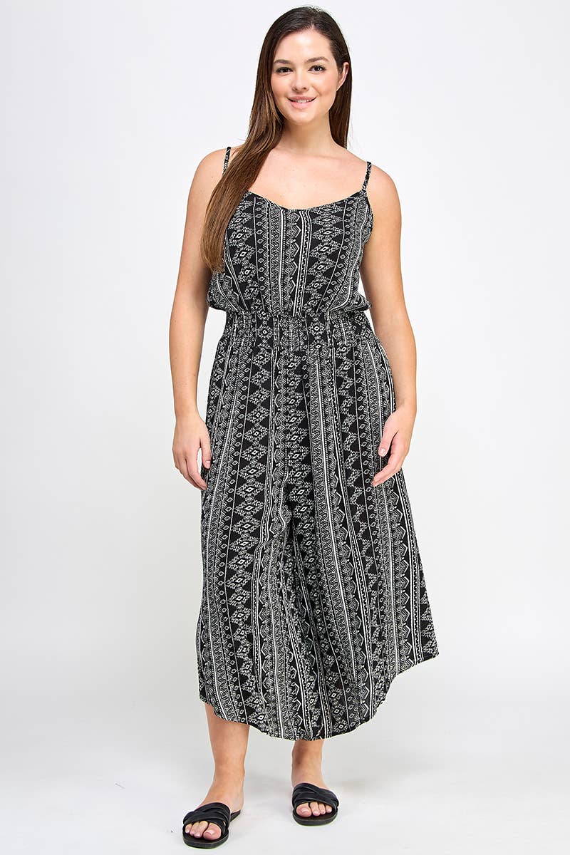 Plus Sleeveless Boho Print Jumper