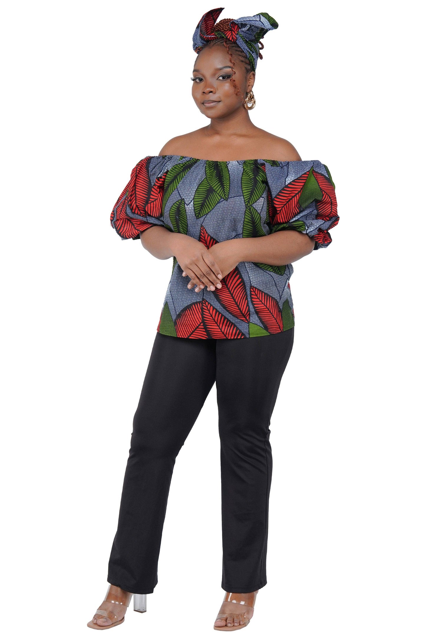 African Print Off-Shoulder Top