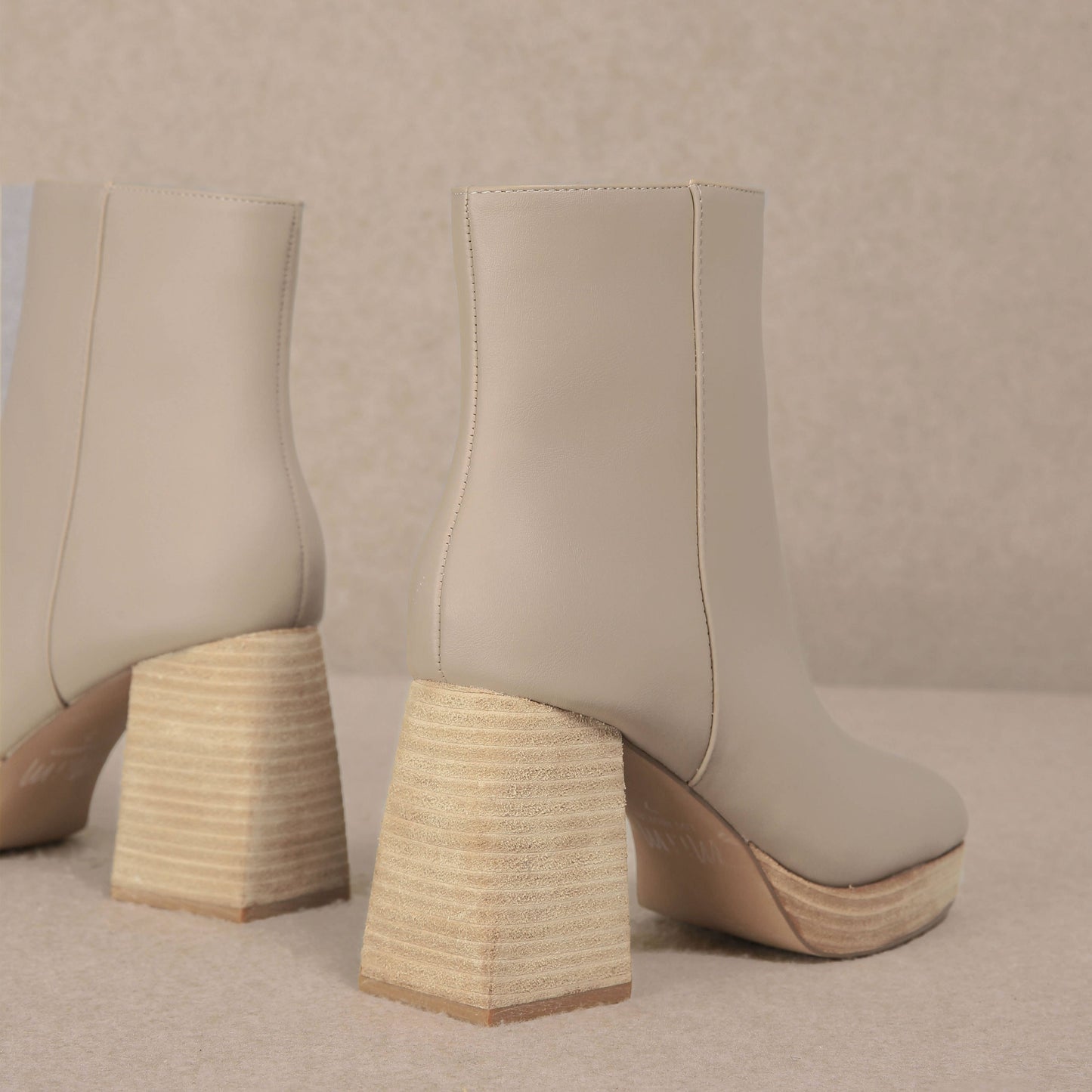 SHAKIRA Cream Ankle Block Heel Booties