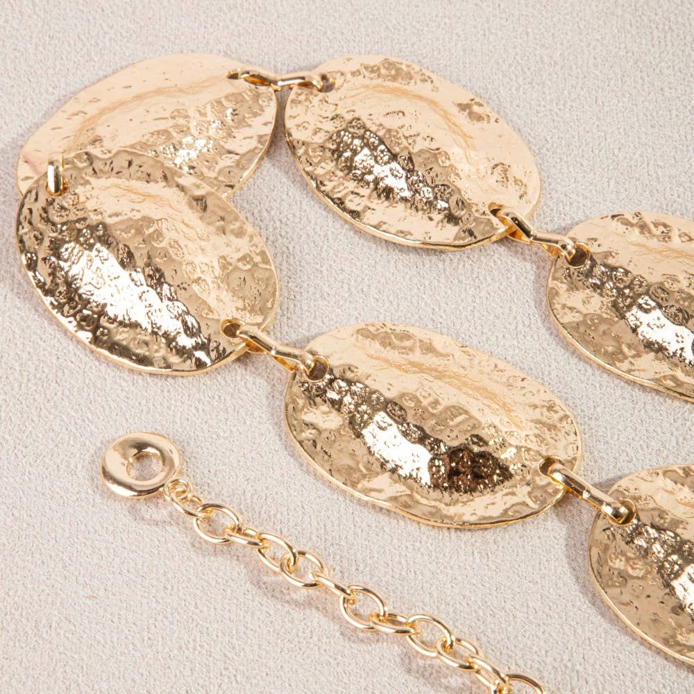 Hammered Metallic Oval Disc Chain Belt