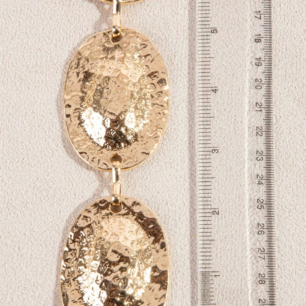 Hammered Metallic Oval Disc Chain Belt