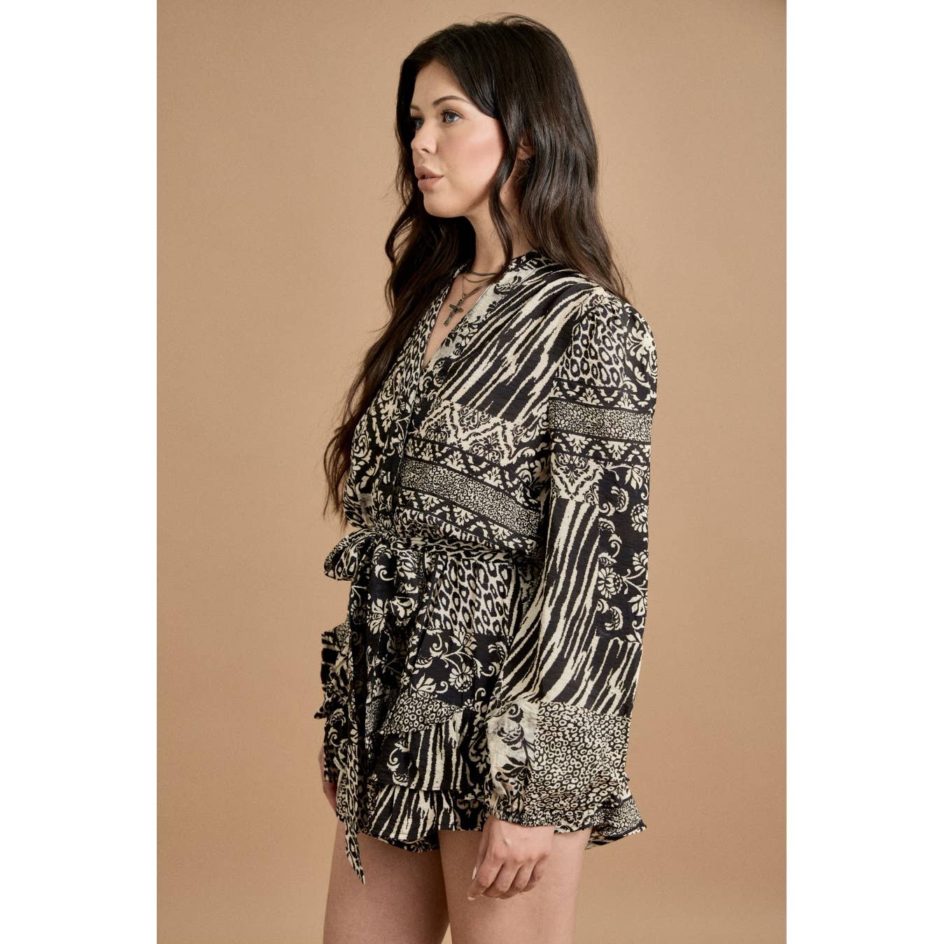 Tie Waist Ruffle Romper