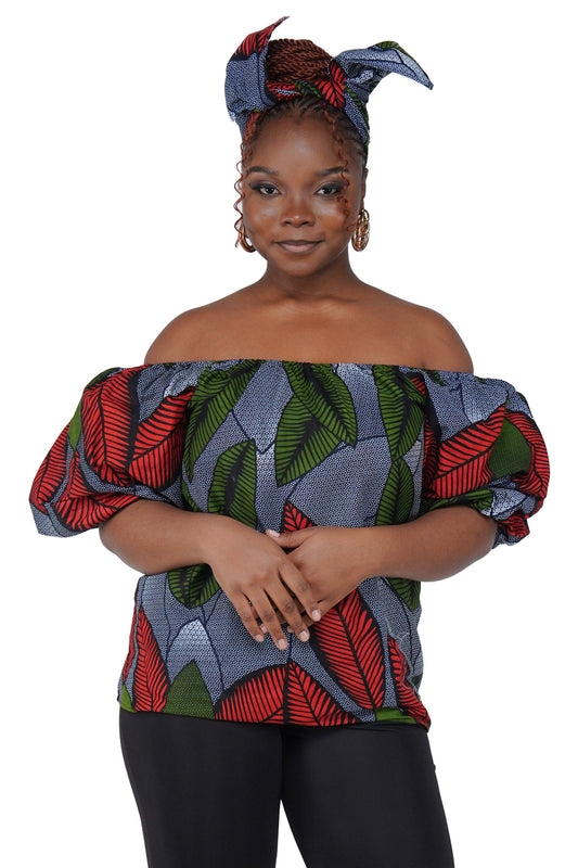 African Print Off-Shoulder Top
