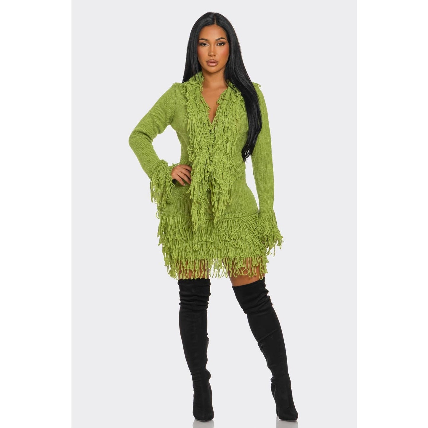 Fringe Knit Skirt Set